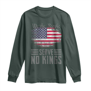 We The People Serve No Kings Long Sleeve Shirt Patriotic Eagle American Flag TS02 Dark Forest Green Print Your Wear