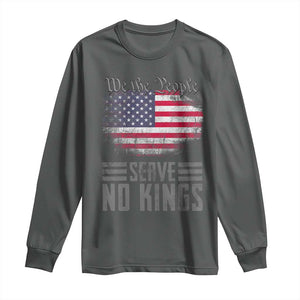 We The People Serve No Kings Long Sleeve Shirt Patriotic Eagle American Flag TS02 Dark Heather Print Your Wear