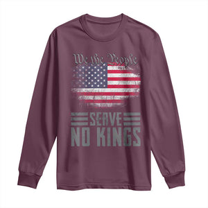 We The People Serve No Kings Long Sleeve Shirt Patriotic Eagle American Flag TS02 Maroon Print Your Wear