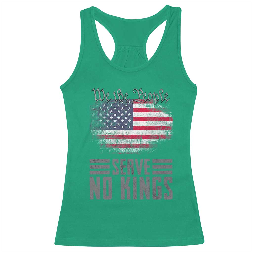We The People Serve No Kings Racerback Tank Top Patriotic Eagle American Flag TS02 Irish Green Print Your Wear