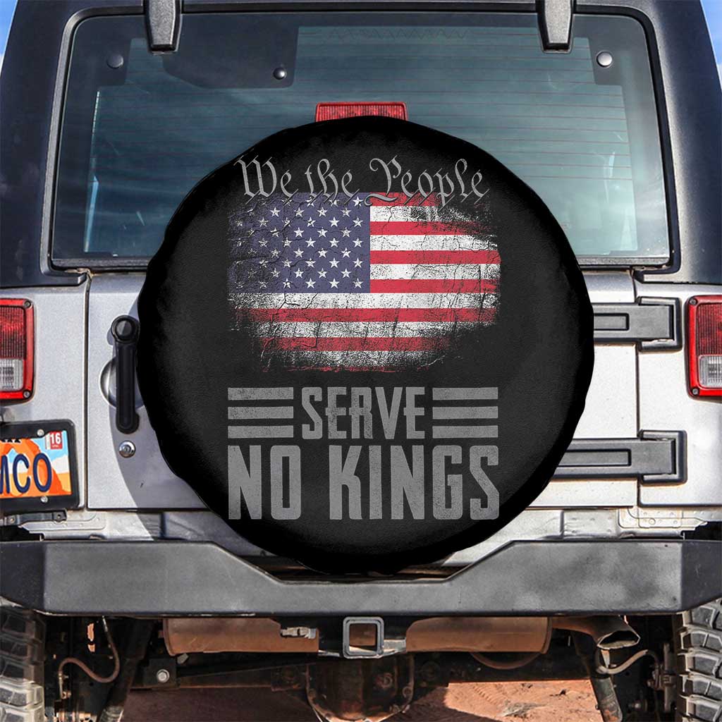 We The People Serve No Kings Spare Tire Cover Patriotic Eagle American Flag TS02 No hole Black Print Your Wear