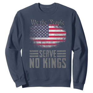We The People Serve No Kings Sweatshirt Patriotic Eagle American Flag TS02 Navy Print Your Wear