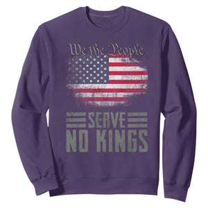 We The People Serve No Kings Sweatshirt Patriotic Eagle American Flag TS02 Purple Print Your Wear