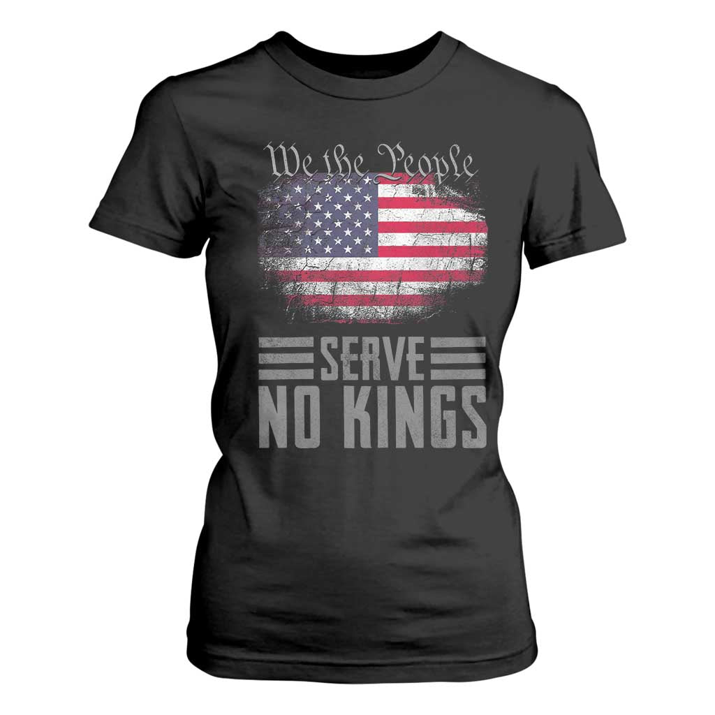 We The People Serve No Kings T Shirt For Women Patriotic Eagle American Flag TS02 Black Print Your Wear