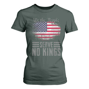 We The People Serve No Kings T Shirt For Women Patriotic Eagle American Flag TS02 Dark Forest Green Print Your Wear
