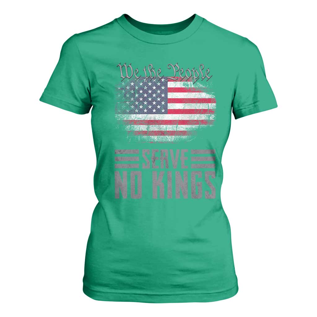 We The People Serve No Kings T Shirt For Women Patriotic Eagle American Flag TS02 Irish Green Print Your Wear