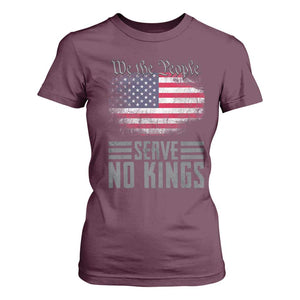 We The People Serve No Kings T Shirt For Women Patriotic Eagle American Flag TS02 Maroon Print Your Wear