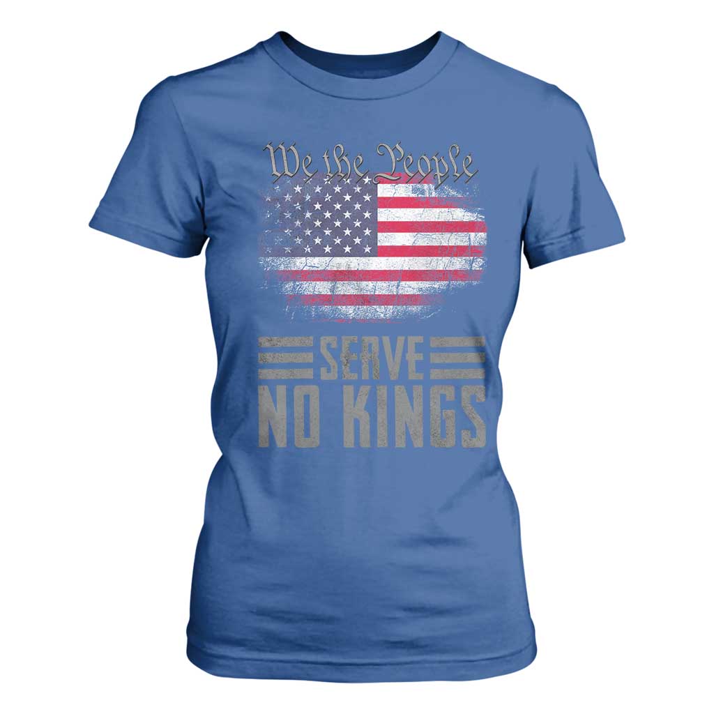 We The People Serve No Kings T Shirt For Women Patriotic Eagle American Flag TS02 Royal Blue Print Your Wear