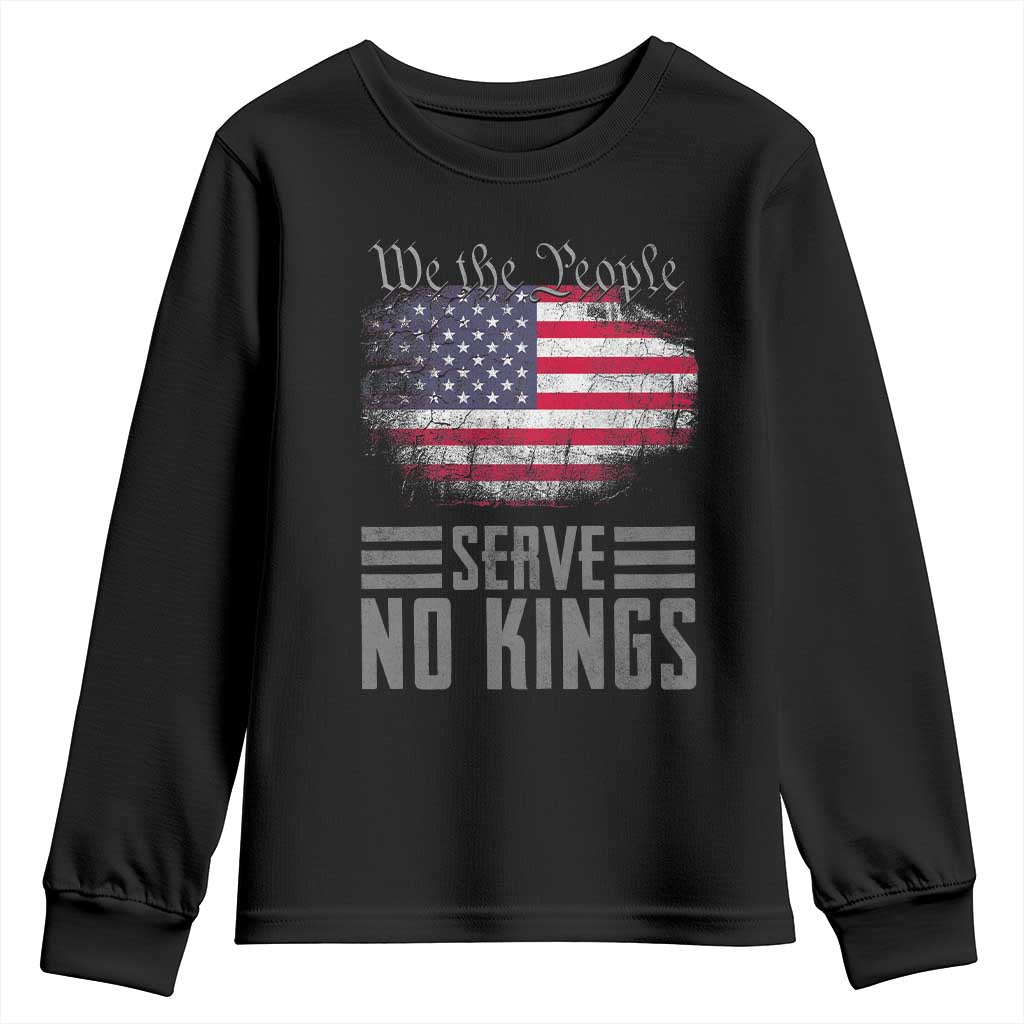 We The People Serve No Kings Youth Sweatshirt Patriotic Eagle American Flag TS02 Black Print Your Wear