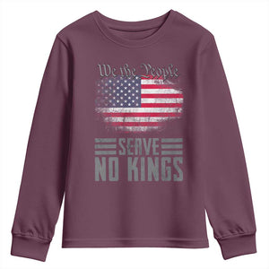 We The People Serve No Kings Youth Sweatshirt Patriotic Eagle American Flag TS02 Maroon Print Your Wear
