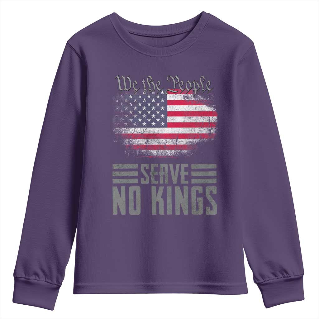 We The People Serve No Kings Youth Sweatshirt Patriotic Eagle American Flag TS02 Purple Print Your Wear