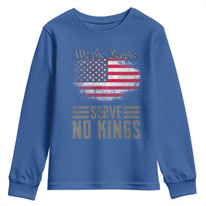 We The People Serve No Kings Youth Sweatshirt Patriotic Eagle American Flag TS02 Royal Blue Print Your Wear