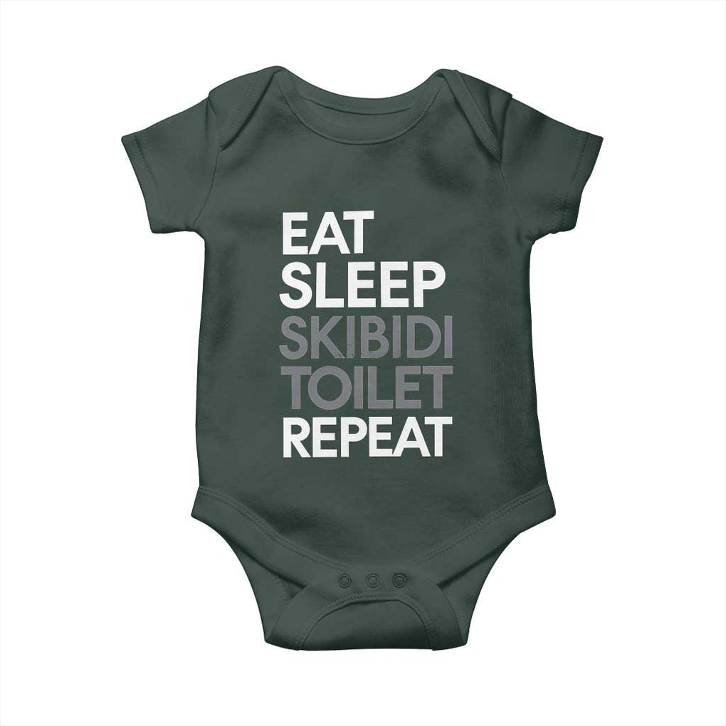 Eat Sleep Skibidi Toilet Repeat Baby Onesie Funny Gen Alpha Slang TS02 Print Your Wear