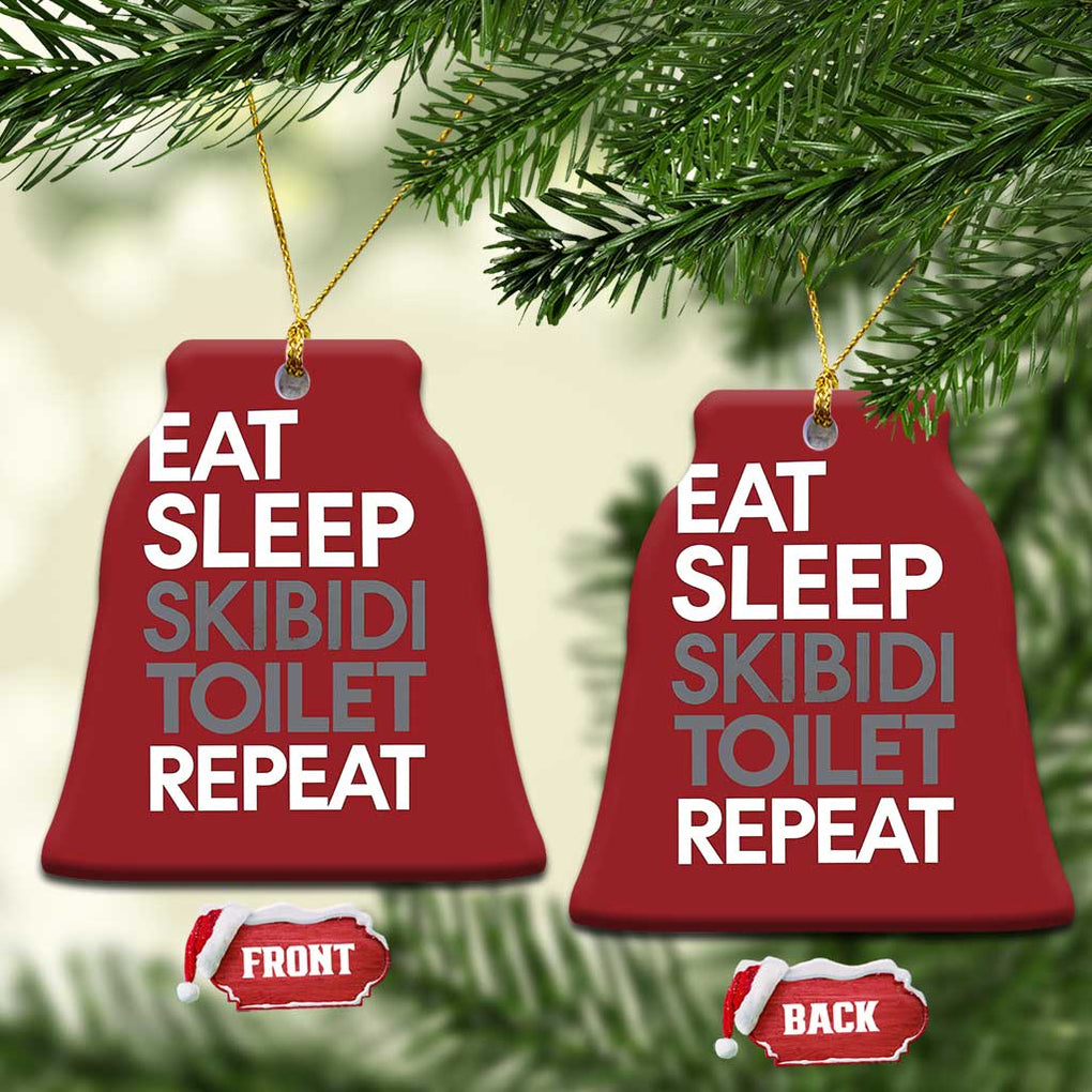 Eat Sleep Skibidi Toilet Repeat Christmas Ornament Funny Gen Alpha Slang TS02 Bell Flake Red Print Your Wear
