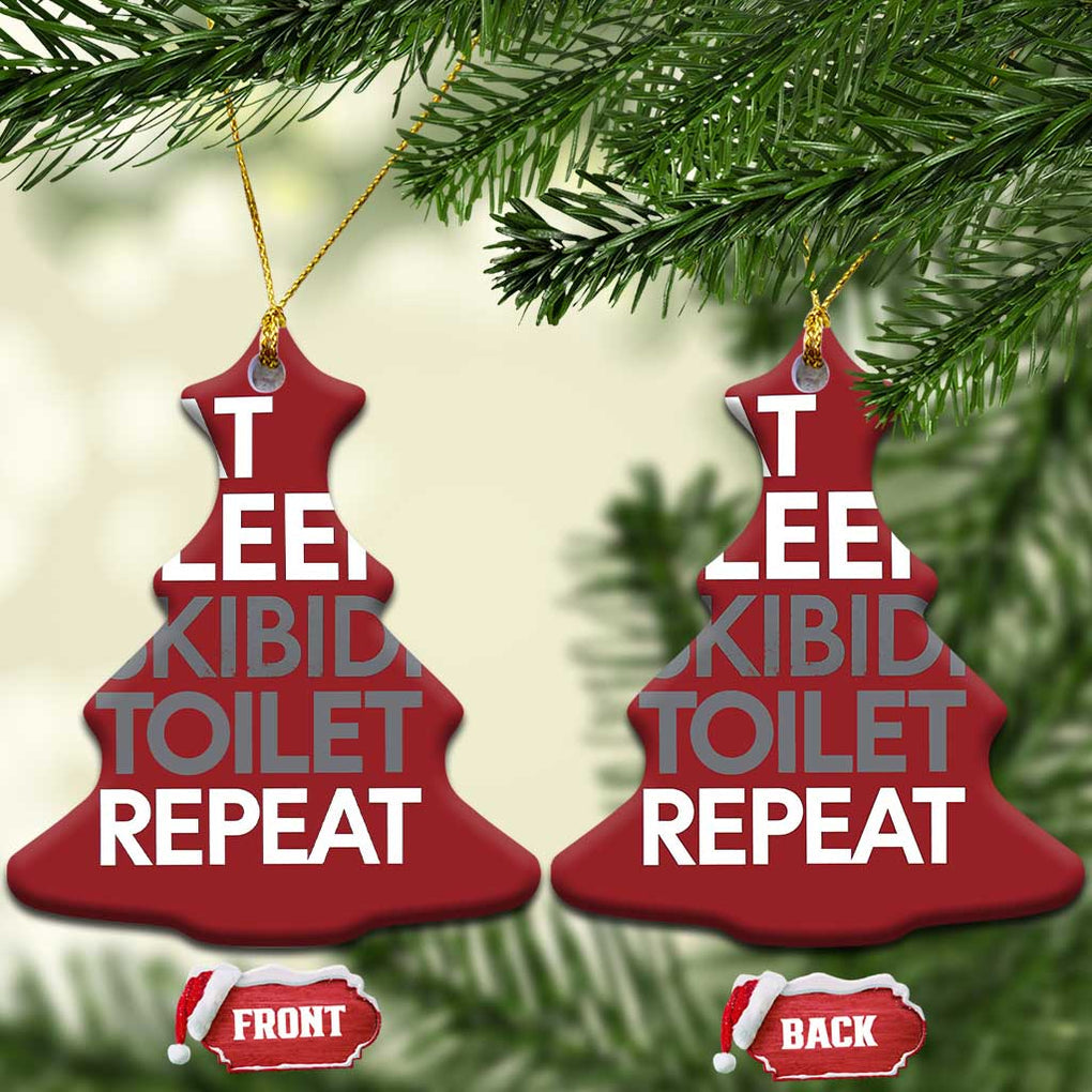 Eat Sleep Skibidi Toilet Repeat Christmas Ornament Funny Gen Alpha Slang TS02 Christmas Tree Red Print Your Wear