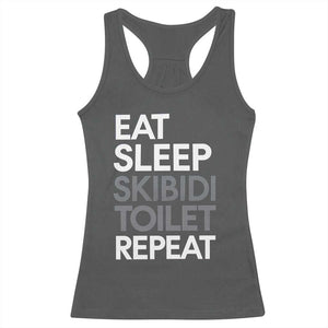 Eat Sleep Skibidi Toilet Repeat Racerback Tank Top Funny Gen Alpha Slang TS02 Dark Heather Print Your Wear