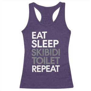 Eat Sleep Skibidi Toilet Repeat Racerback Tank Top Funny Gen Alpha Slang TS02 Purple Print Your Wear