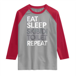 Eat Sleep Skibidi Toilet Repeat Raglan Shirt Funny Gen Alpha Slang TS02 Sport Gray Red Print Your Wear