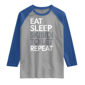 Eat Sleep Skibidi Toilet Repeat Raglan Shirt Funny Gen Alpha Slang TS02 Sport Gray Royal Print Your Wear