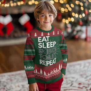 Eat Sleep Skibidi Toilet Repeat Ugly Christmas Sweater Funny Gen Alpha Slang TS02 Christmas Print Your Wear