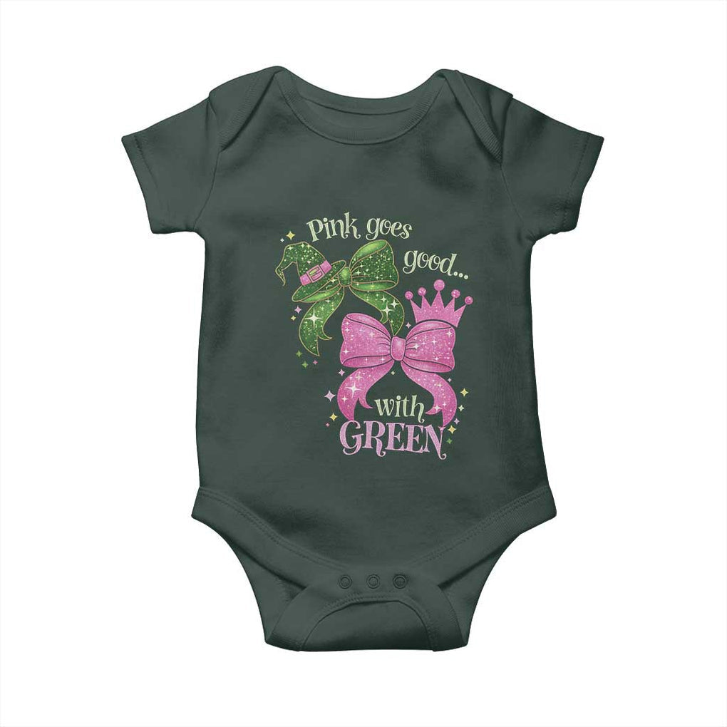 Green and Pink Coquette Bow Baby Onesie Pink Goes Good With Green TS02 Print Your Wear