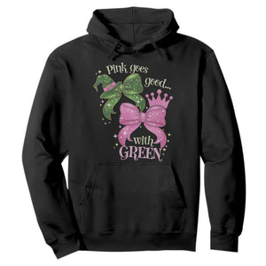 Green and Pink Coquette Bow Hoodie Pink Goes Good With Green TS02 Black Print Your Wear