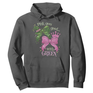 Green and Pink Coquette Bow Hoodie Pink Goes Good With Green TS02 Dark Heather Print Your Wear