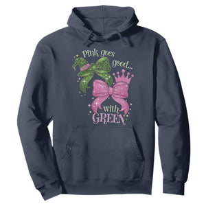 Green and Pink Coquette Bow Hoodie Pink Goes Good With Green TS02 Navy Print Your Wear