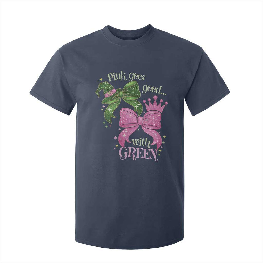 Green and Pink Coquette Bow T Shirt For Kid Pink Goes Good With Green TS02 Navy Print Your Wear