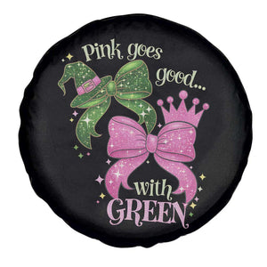 Green and Pink Coquette Bow Spare Tire Cover Pink Goes Good With Green TS02 Print Your Wear