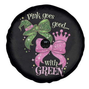 Green and Pink Coquette Bow Spare Tire Cover Pink Goes Good With Green TS02 Print Your Wear