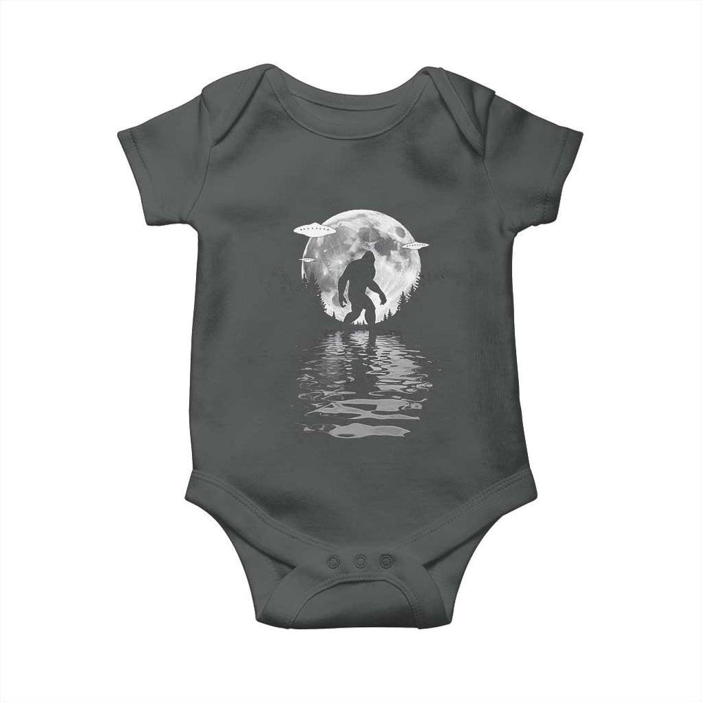 Bigfoot Baby Onesie Sasquatch Under The Moon Cryptid TS02 Dark Heather Print Your Wear