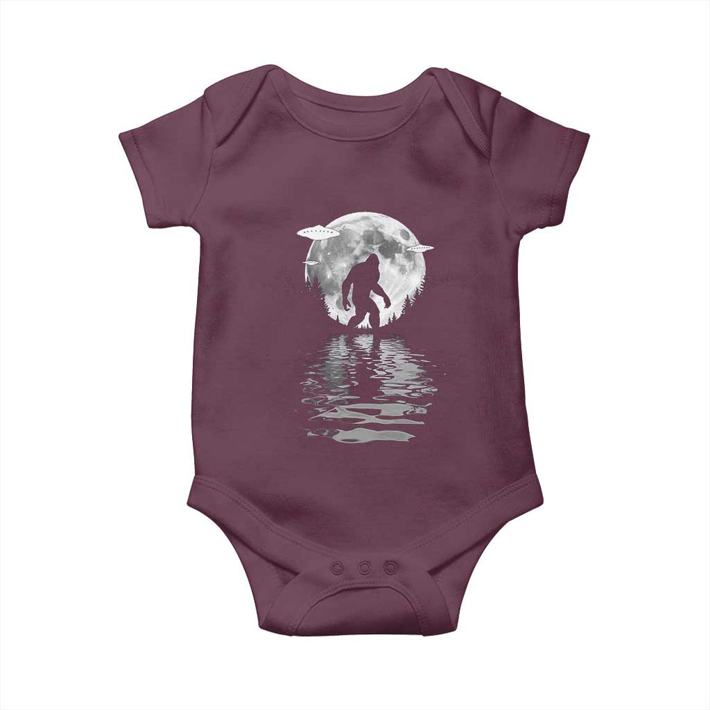 Bigfoot Baby Onesie Sasquatch Under The Moon Cryptid TS02 Maroon Print Your Wear