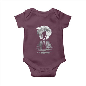 Bigfoot Baby Onesie Sasquatch Under The Moon Cryptid TS02 Maroon Print Your Wear
