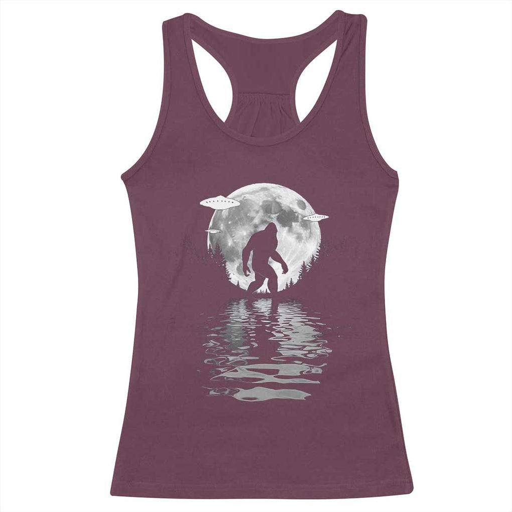 Bigfoot Racerback Tank Top Sasquatch Under The Moon Cryptid TS02 Maroon Print Your Wear