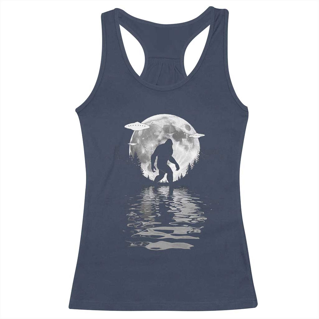 Bigfoot Racerback Tank Top Sasquatch Under The Moon Cryptid TS02 Navy Print Your Wear