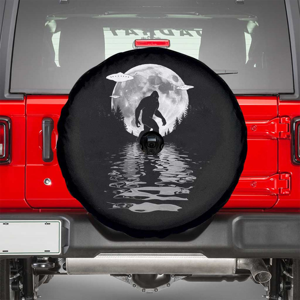 Bigfoot Spare Tire Cover Sasquatch Under The Moon Cryptid TS02 Black Print Your Wear