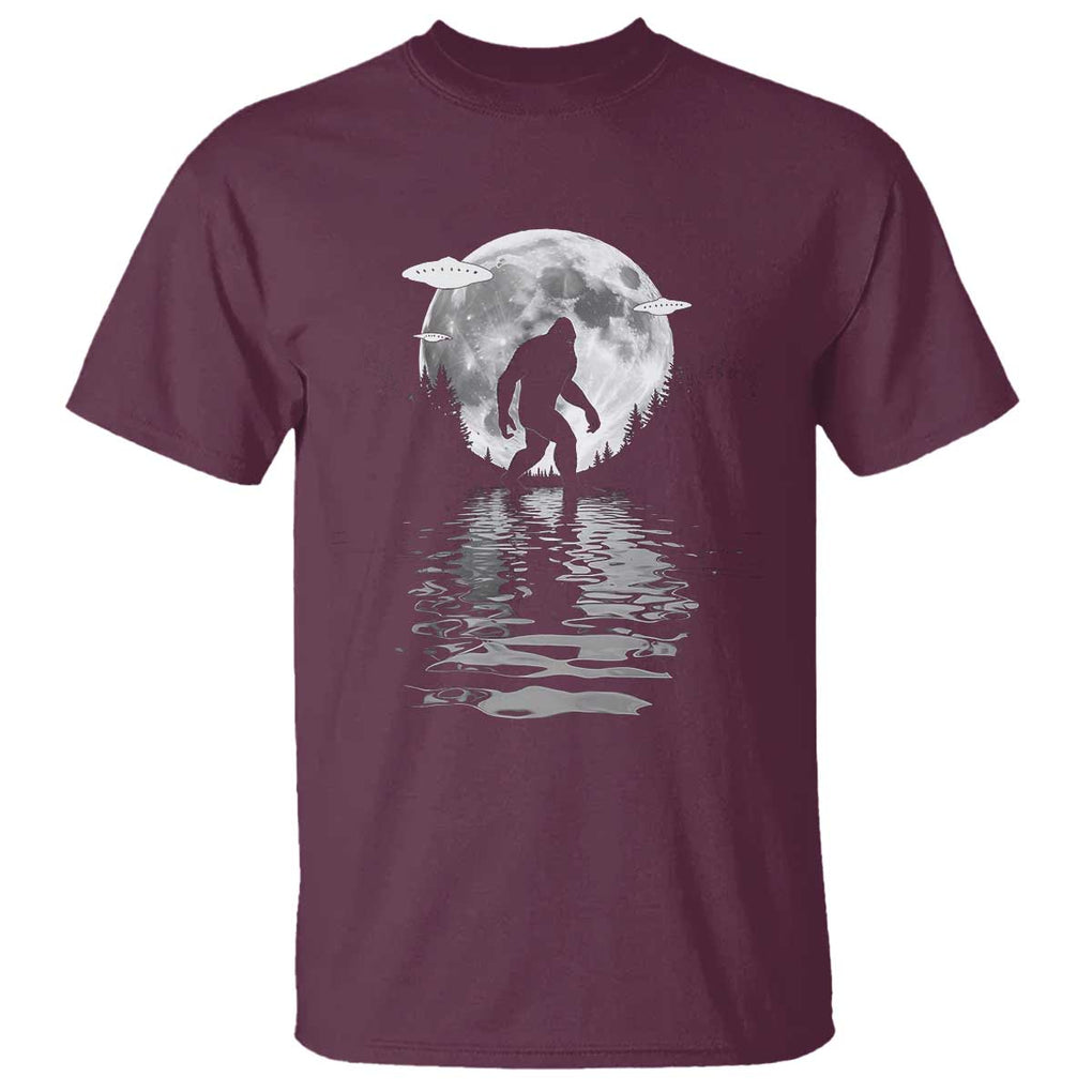 Bigfoot T Shirt Sasquatch Under The Moon Cryptid TS02 Maroon Print Your Wear