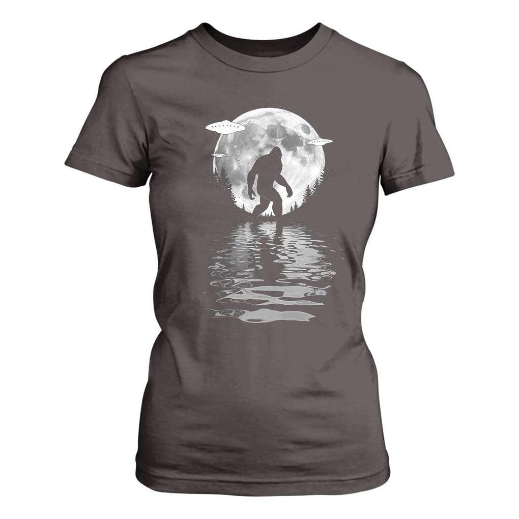 Bigfoot T Shirt For Women Sasquatch Under The Moon Cryptid TS02 Dark Chocolate Print Your Wear