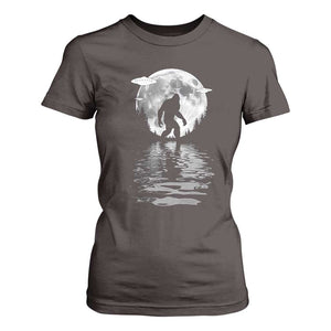 Bigfoot T Shirt For Women Sasquatch Under The Moon Cryptid TS02 Dark Chocolate Print Your Wear