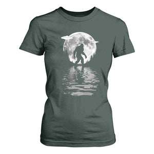 Bigfoot T Shirt For Women Sasquatch Under The Moon Cryptid TS02 Dark Forest Green Print Your Wear