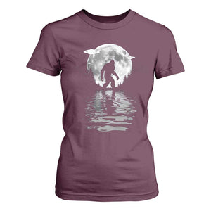 Bigfoot T Shirt For Women Sasquatch Under The Moon Cryptid TS02 Maroon Print Your Wear