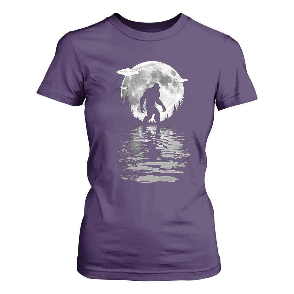 Bigfoot T Shirt For Women Sasquatch Under The Moon Cryptid TS02 Purple Print Your Wear