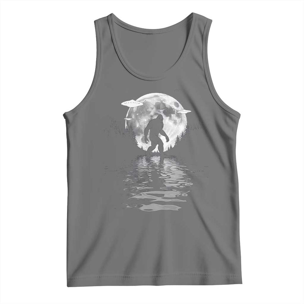 Bigfoot Tank Top Sasquatch Under The Moon Cryptid TS02 Black Heather Print Your Wear