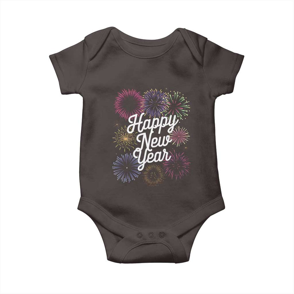 Happy New Year 2025 Baby Onesie Fireworks Party Supplies Family Matching TS02 Dark Chocolate Print Your Wear