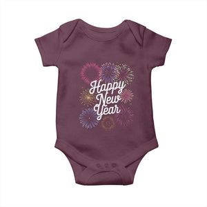 Happy New Year 2025 Baby Onesie Fireworks Party Supplies Family Matching TS02 Maroon Print Your Wear