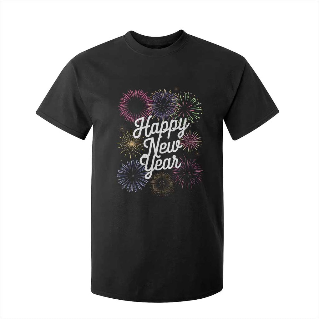 Happy New Year 2025 T Shirt For Kid Fireworks Party Supplies Family Matching TS02 Black Print Your Wear