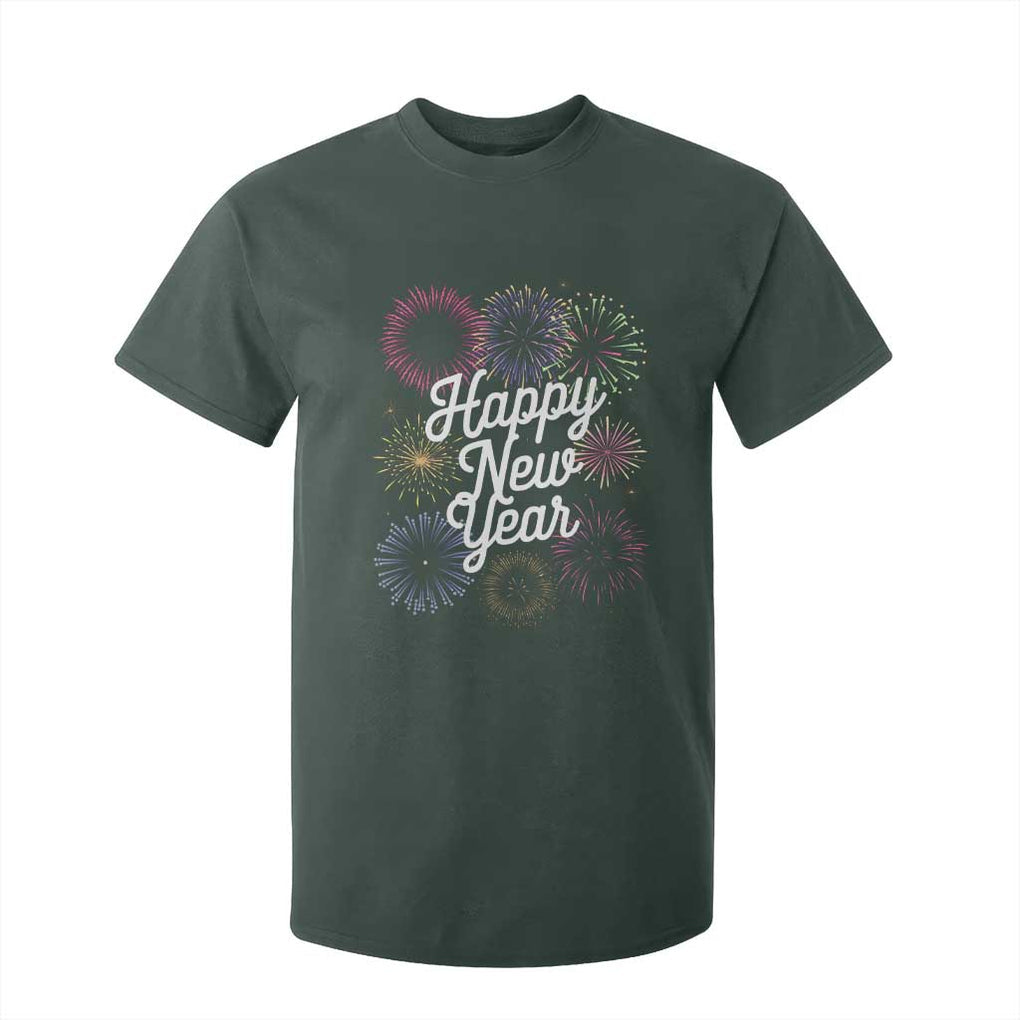 Happy New Year 2025 T Shirt For Kid Fireworks Party Supplies Family Matching TS02 Dark Forest Green Print Your Wear