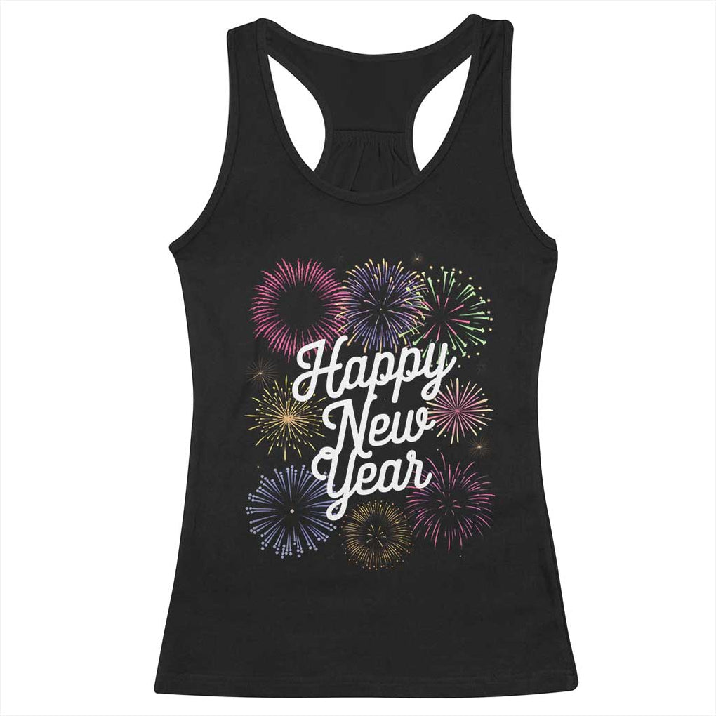 Happy New Year 2025 Racerback Tank Top Fireworks Party Supplies Family Matching TS02 Black Print Your Wear