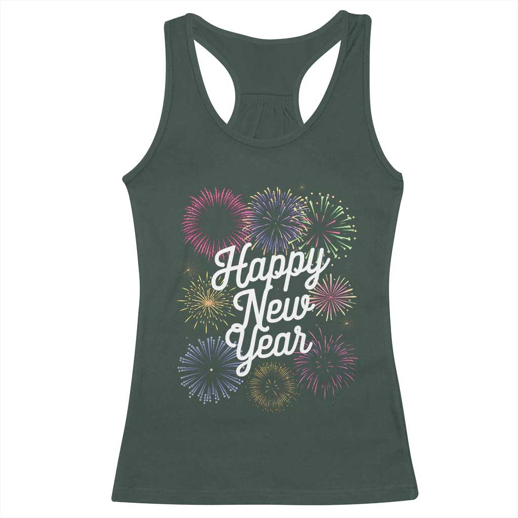 Happy New Year 2025 Racerback Tank Top Fireworks Party Supplies Family Matching TS02 Dark Forest Green Print Your Wear